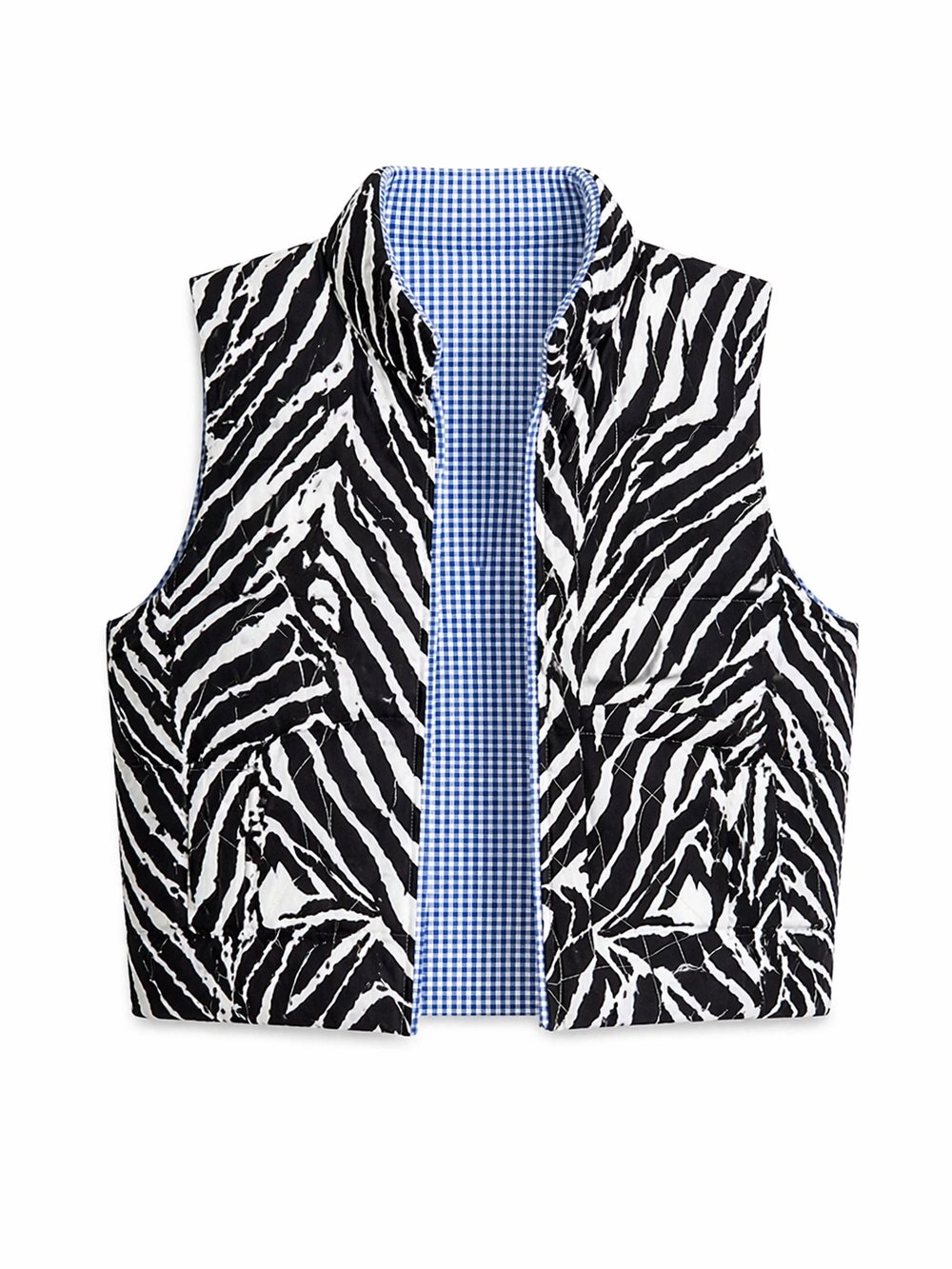 Zebra Desenli Kapitone İtalyan Yelek | Şık ve Modern Kadın Yelek