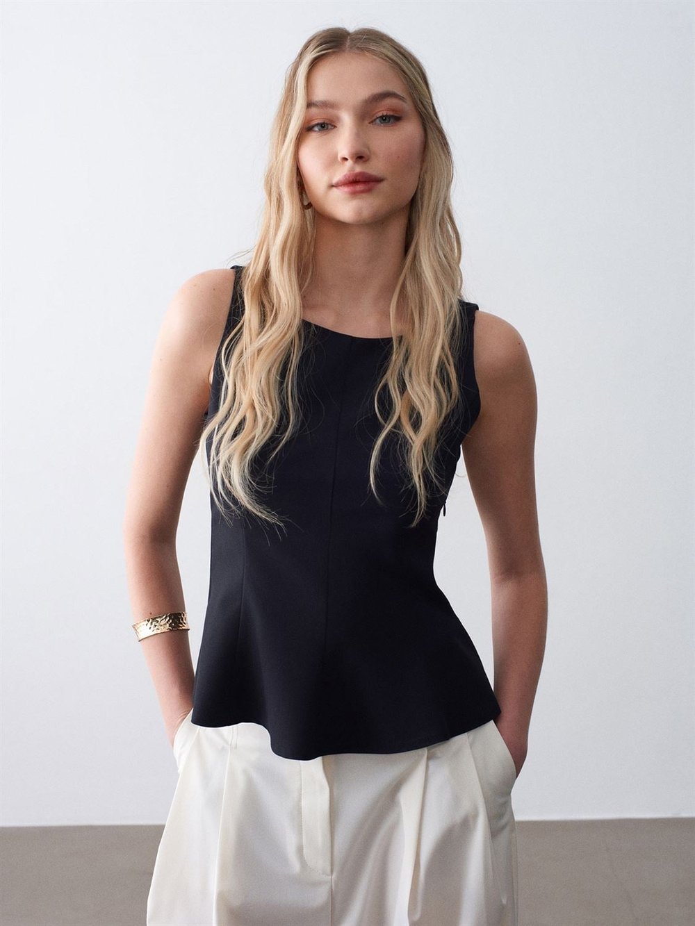 Dilvin Korse Peplum Bluz-Siyah