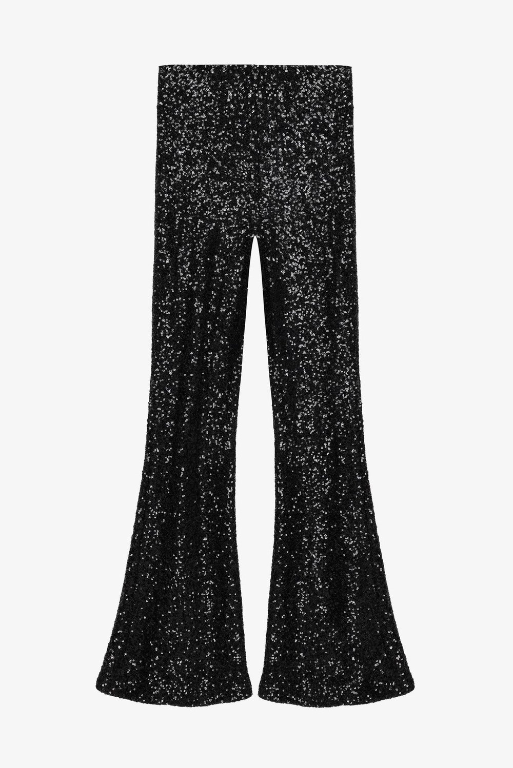 Quzu Sequin Flared Pants Black