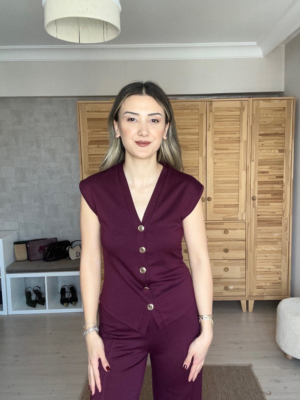 Bordo Yelekli Takım