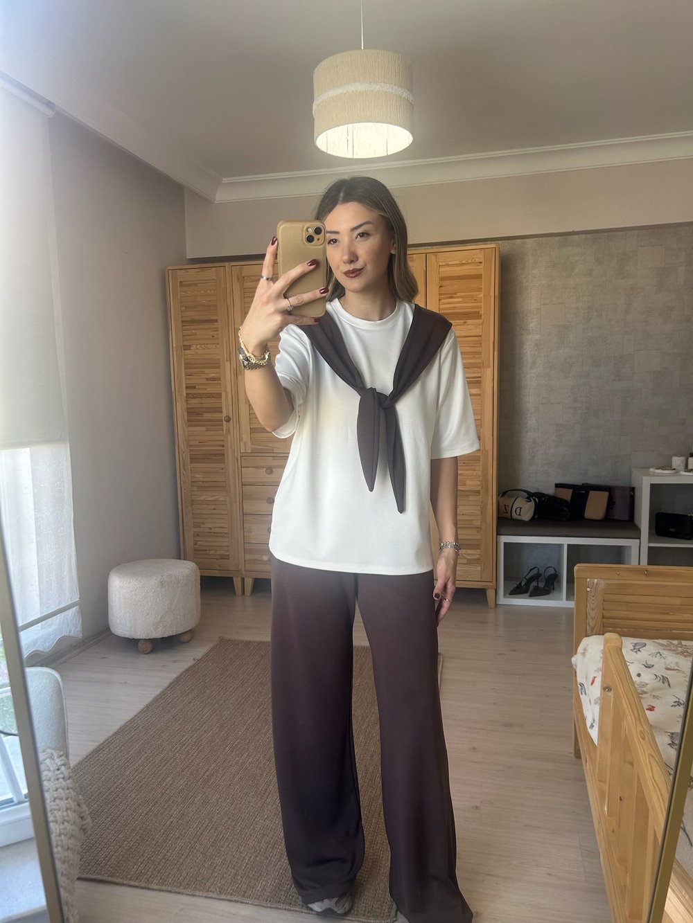 Twst Model Önü Bağlamalı Kahverengi Modal Takım