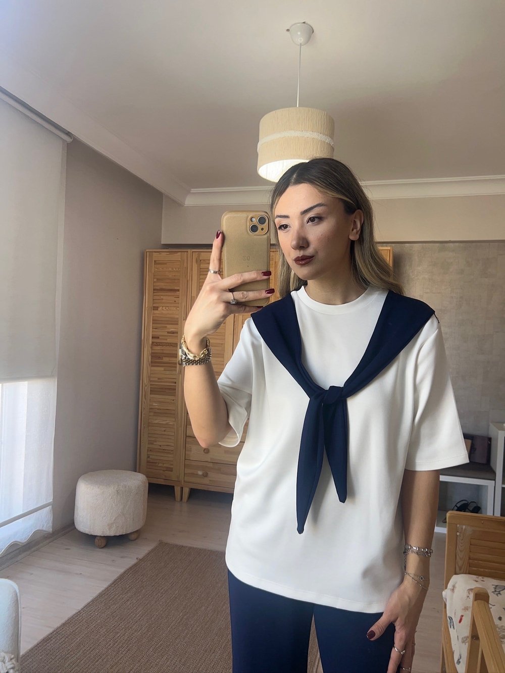 Twst Model Önü Bağlamalı Lacivert Modal Takım