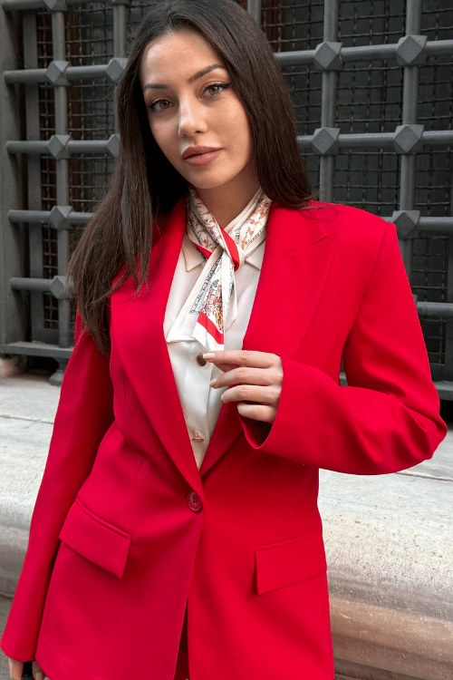 Blazer Takım Elbise Tek Düğme Ceket Pantolon