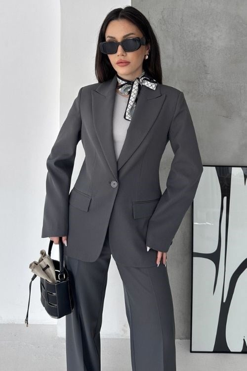 Blazer Takım Elbise Tek Düğme Ceket Pantolon