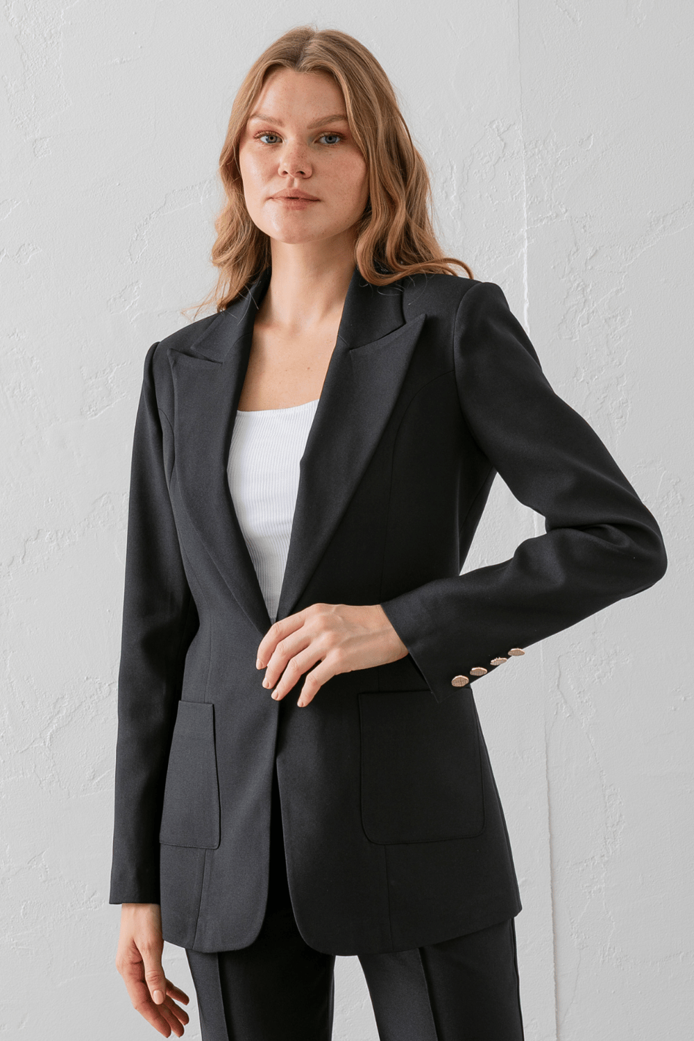 Çift Cepli Poliviskon Blazer Ceket