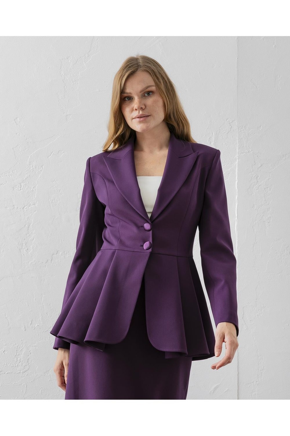 Volanlı Blazer Etekli İkili Takım