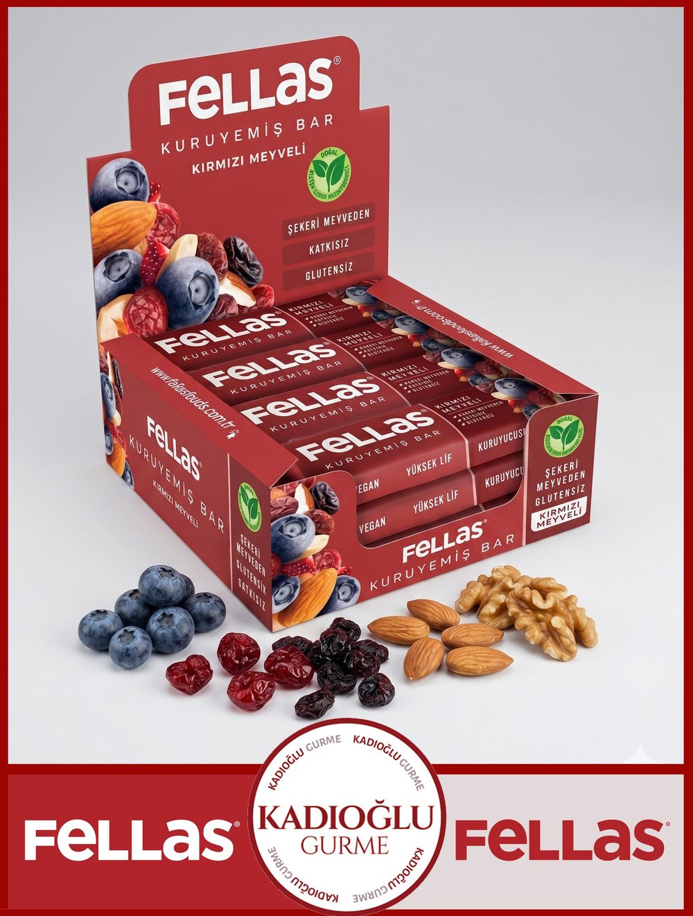 ellas Kırmızı Meyveli Kuruyemiş Bar 30 gr x 12 Adet