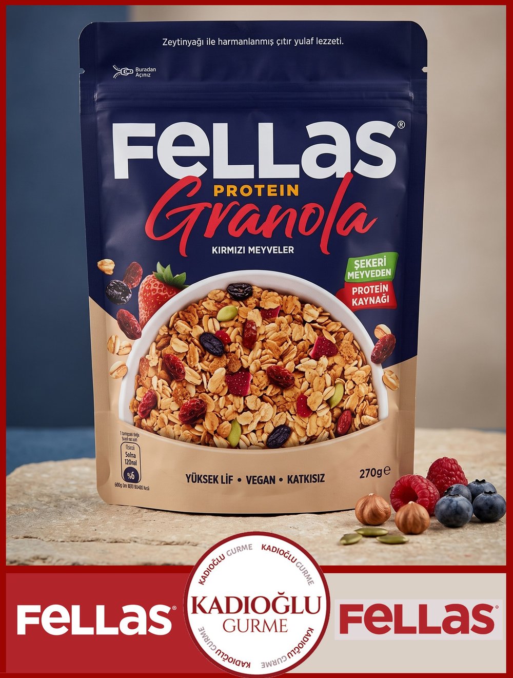 Fellas Protein Granola - Kırmızı Meyveler 270g