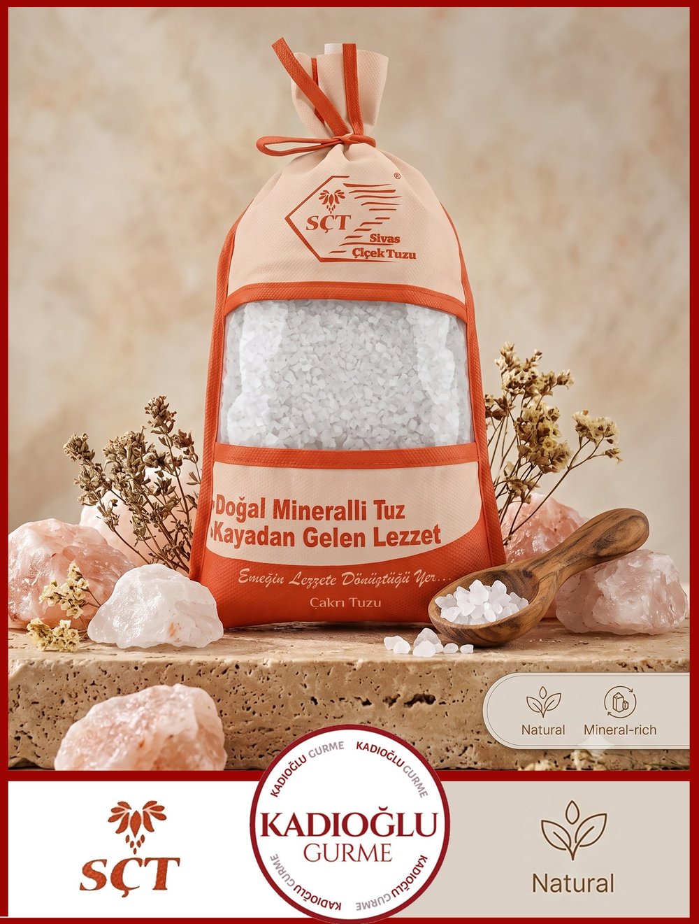 Sivas Çiçek Tuzu –Çakrı Tuzu  %100 Doğal Mineralli Kaynak Tuzu 1Kg.