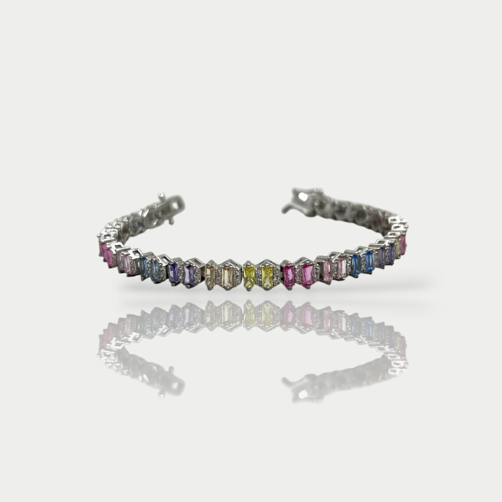 Multicolor Zirkon Taşlı Gümüş Bileklik