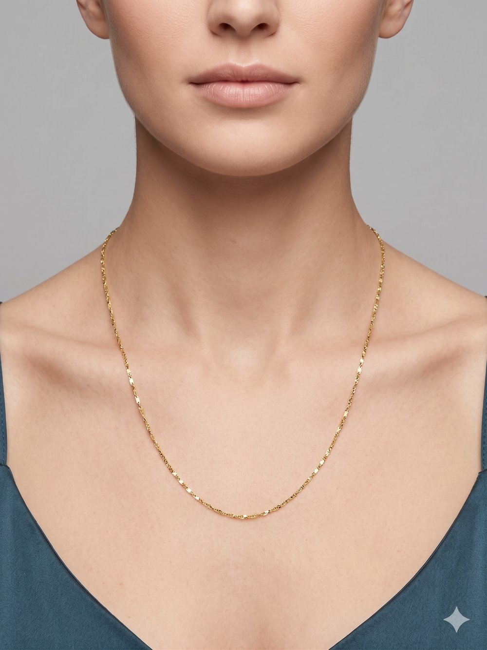 26cmkly11 -CM Işıltılı Kesim Gold Çelik Kolye