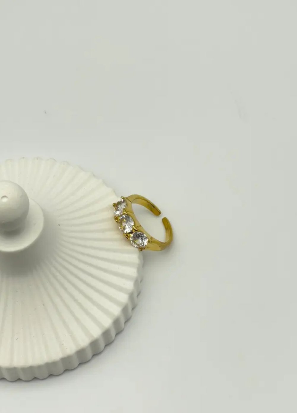 Çelik Gold 3 Taş Ayarlanabilir Yüzük - 25yzk98