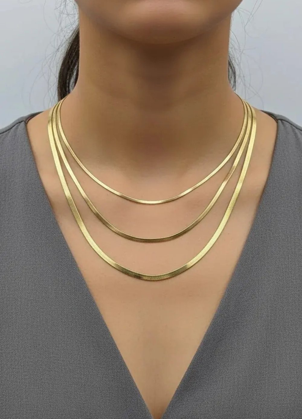 Çelik Gold 3'lü İtalyan Kolye 3mm - 25-clkk267