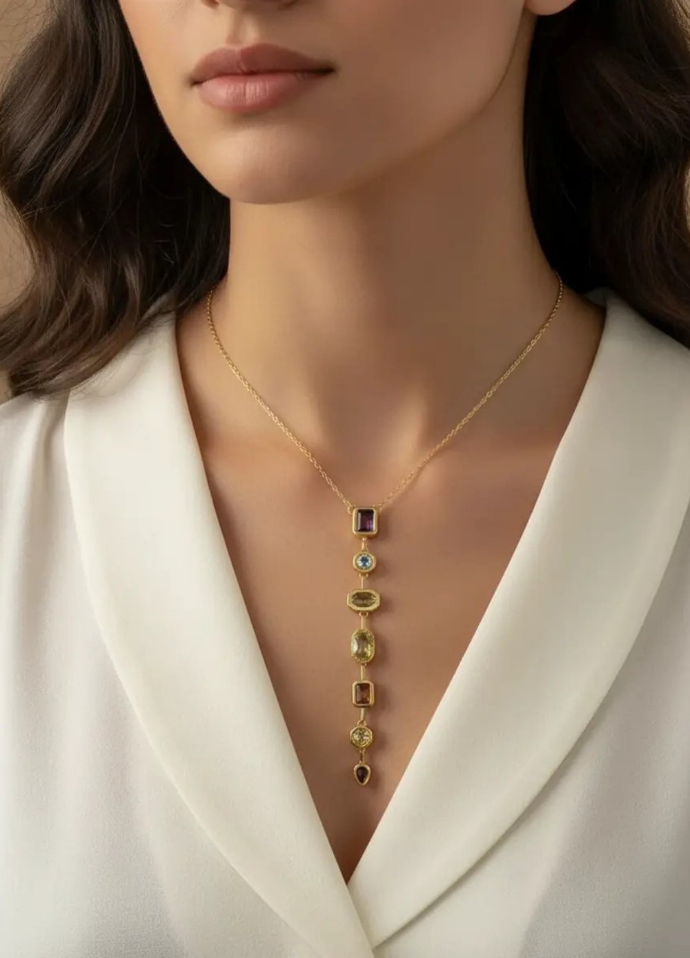 Çelik Gold Büyük Boy Y kolye - 25-clkk53