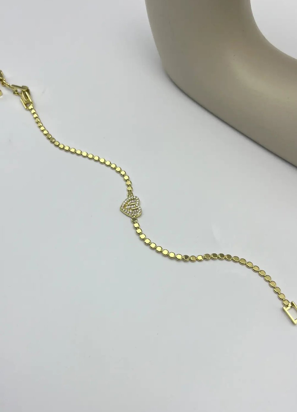 Çelik Gold Ezme Kalp Bileklik - 25-blk176
