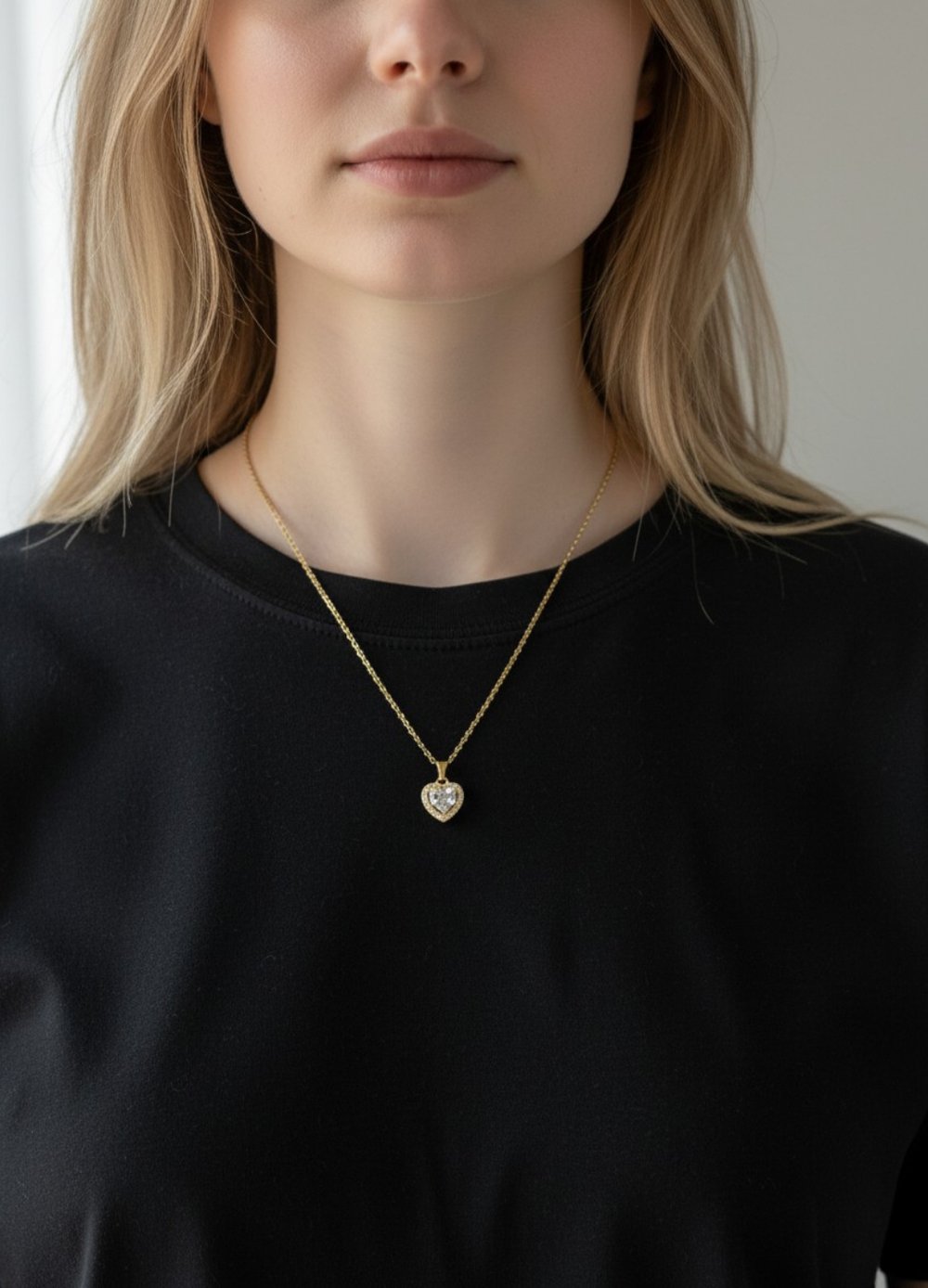 Çelik Gold Kalp Kolyesi - 25-ctr218