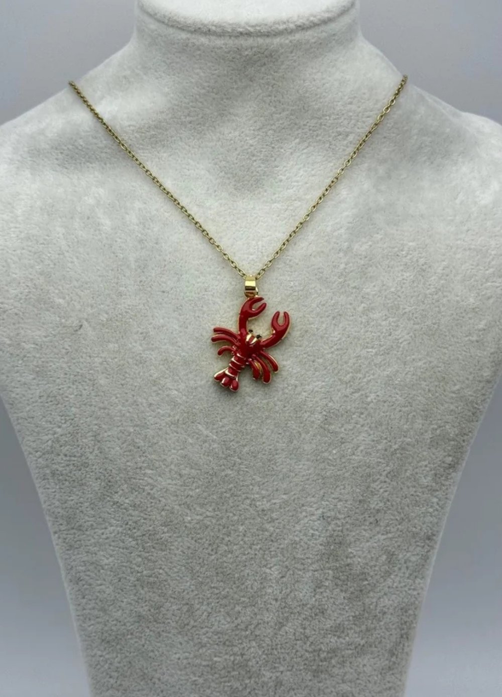 Çelik Gold Kırmızı Yengeç Kolye - 25-ctr319