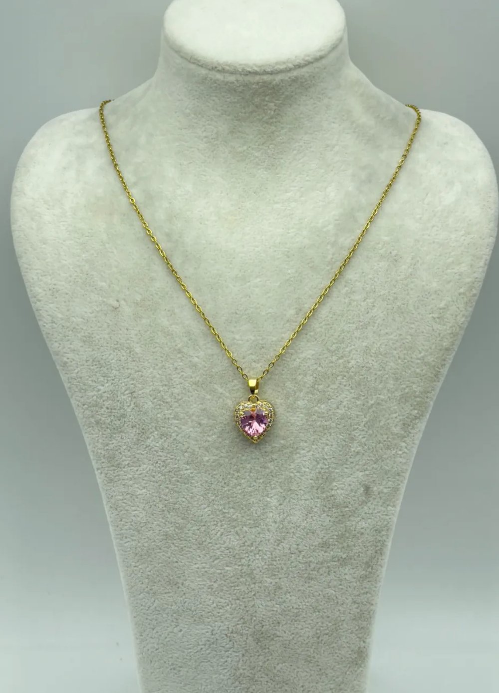 Çelik Gold Pembe Taşlı Kolye - 25-ctr214