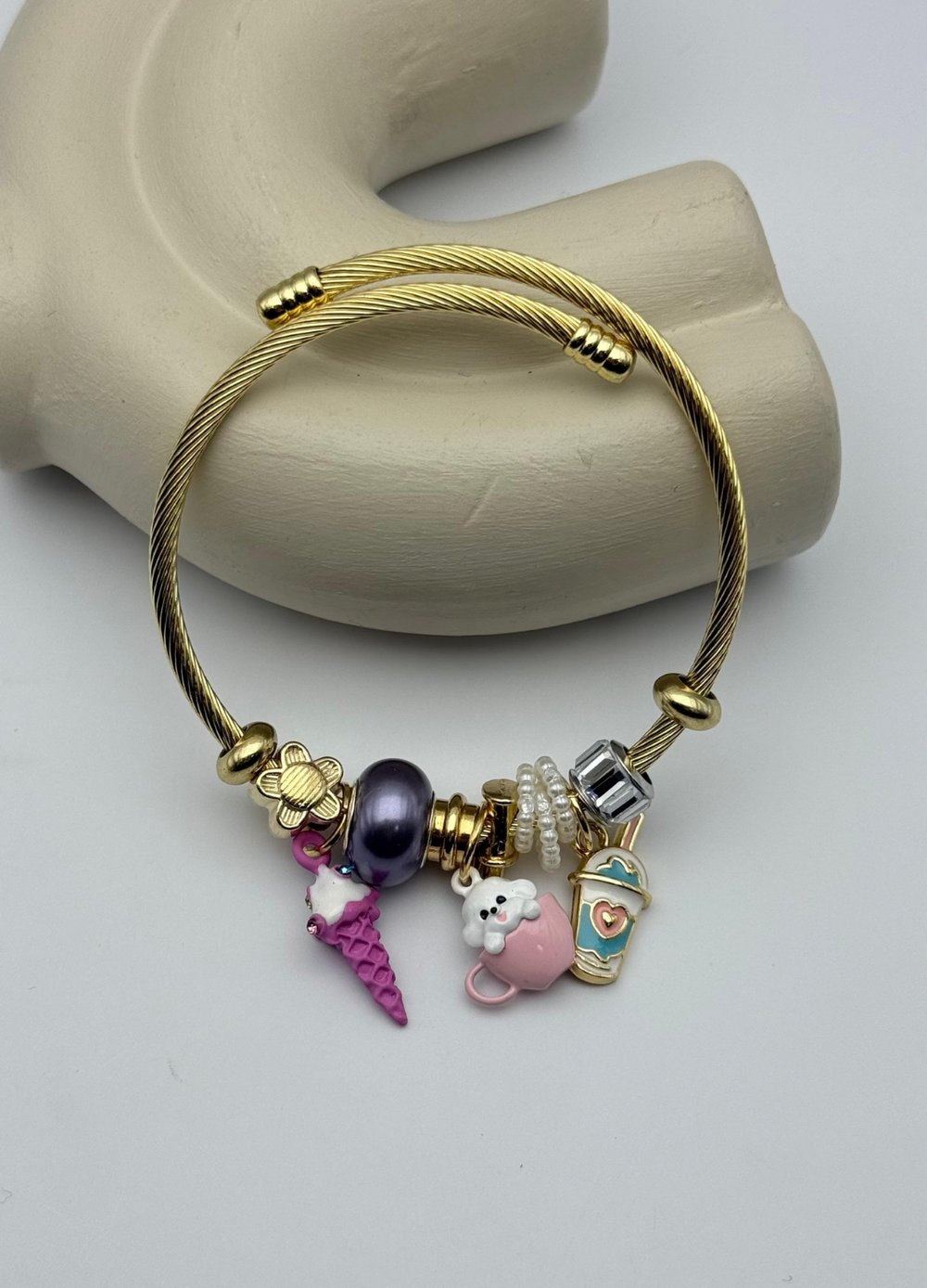 Çelik Gold Sevimli Charmlı Pandora Bileklik - 26blk32