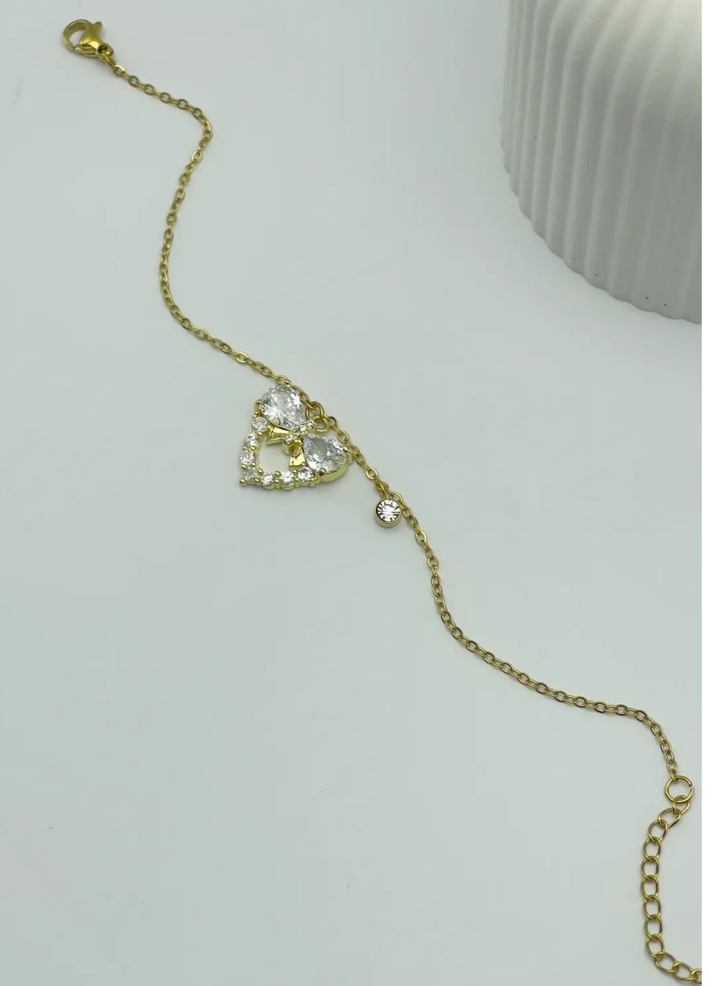 Çelik Gold Taş'lı Kalp Bileklik - 25-blk105