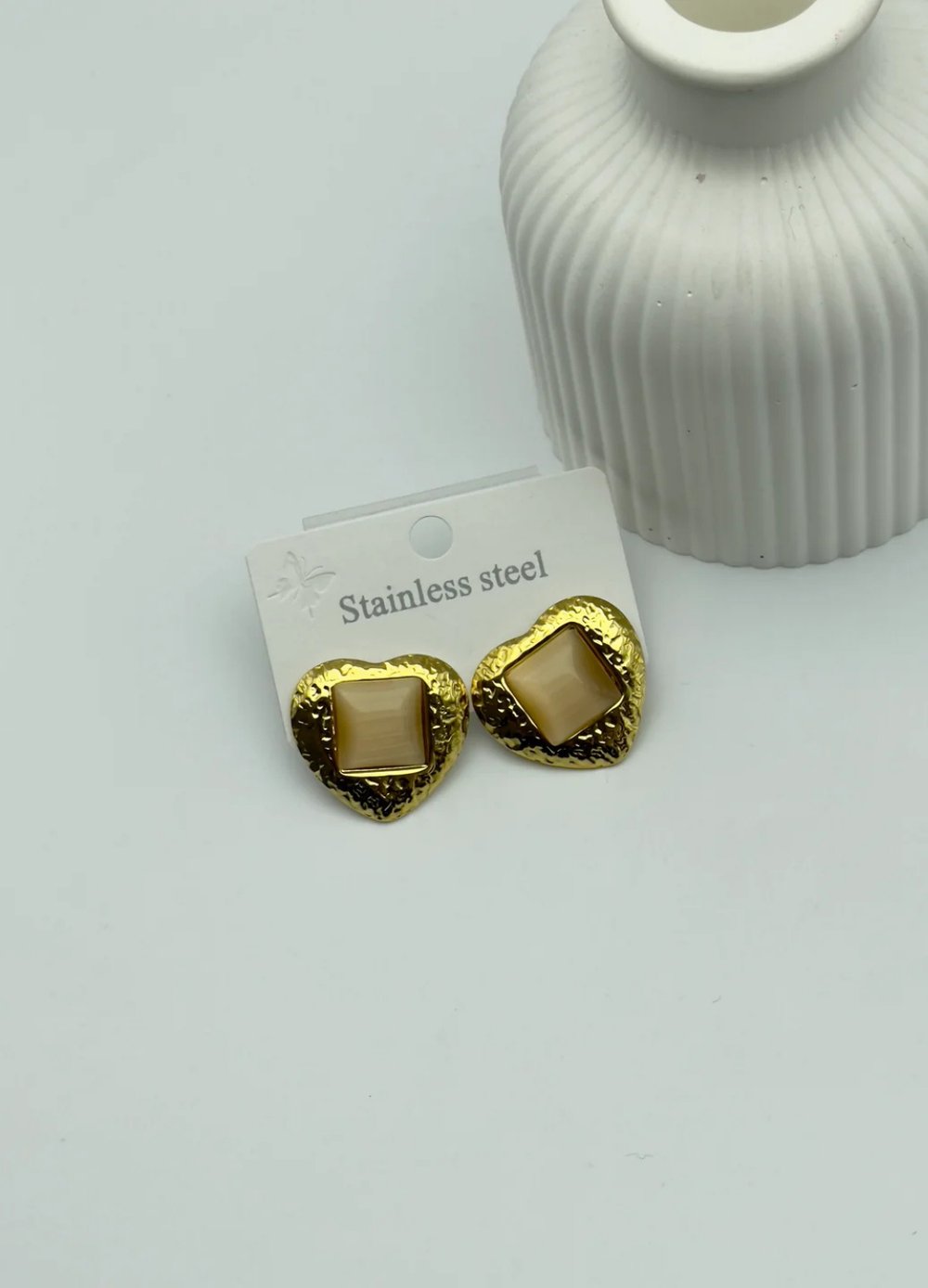 Çelik Gold Taşlı Kalp Kolye - 25-clk44