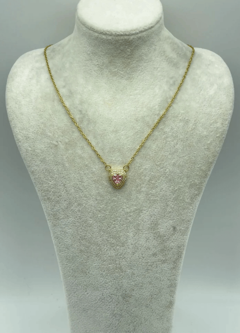 Çelik Gold Taşlı Kalp Kolye - 25-ctr255