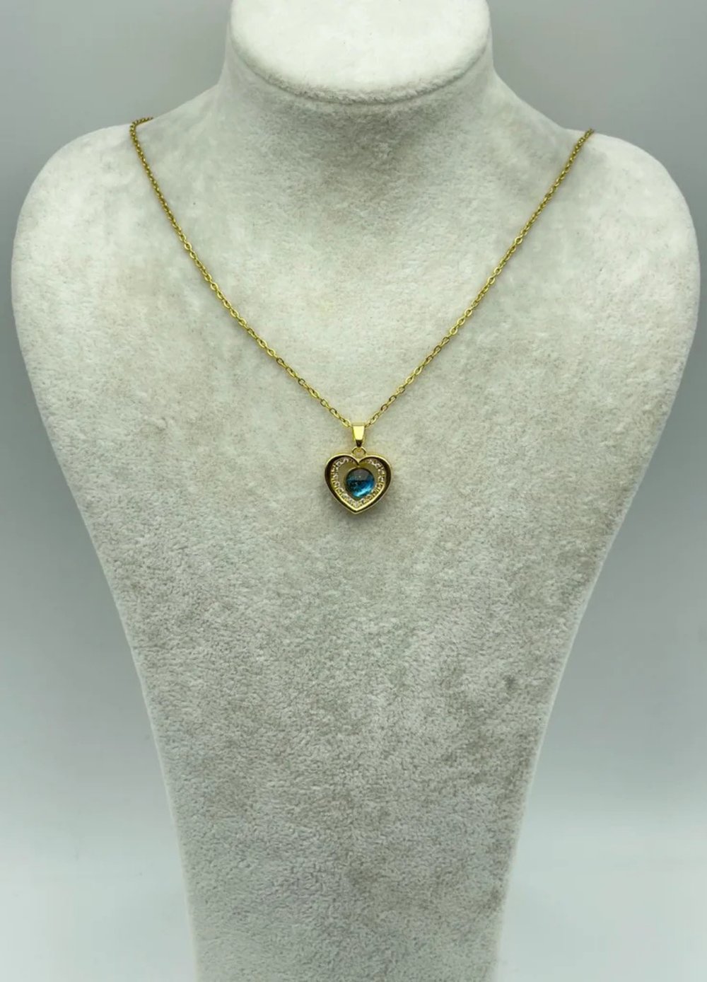 Çelik Gold Taşlı Kalp Kolye - 25-ctr274