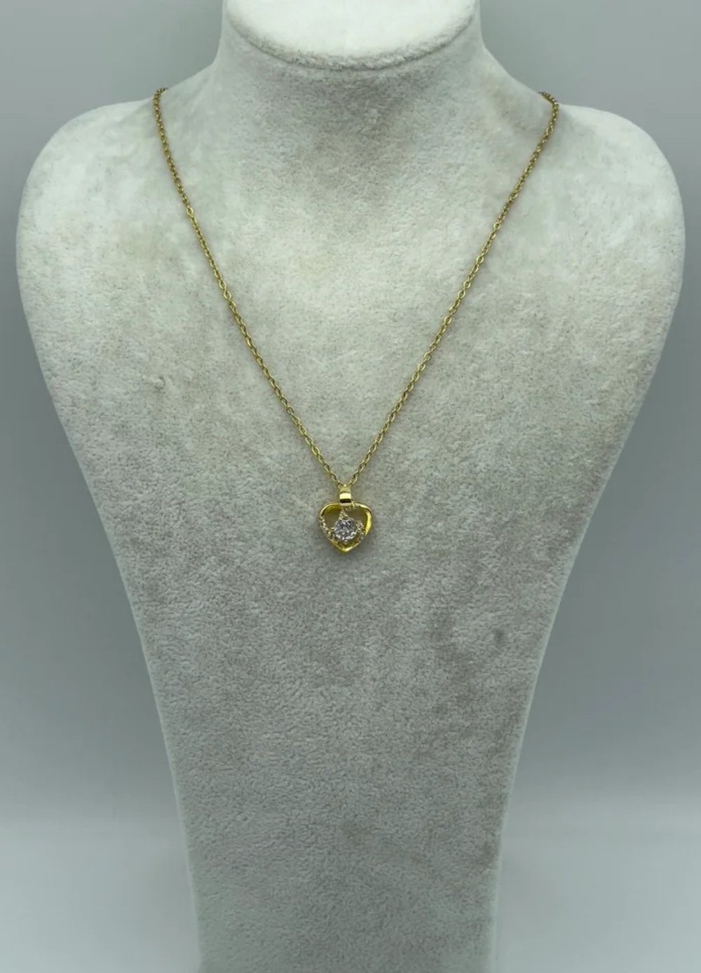 Çelik Gold Taşlı Kalp Kolye - 25-ctr83