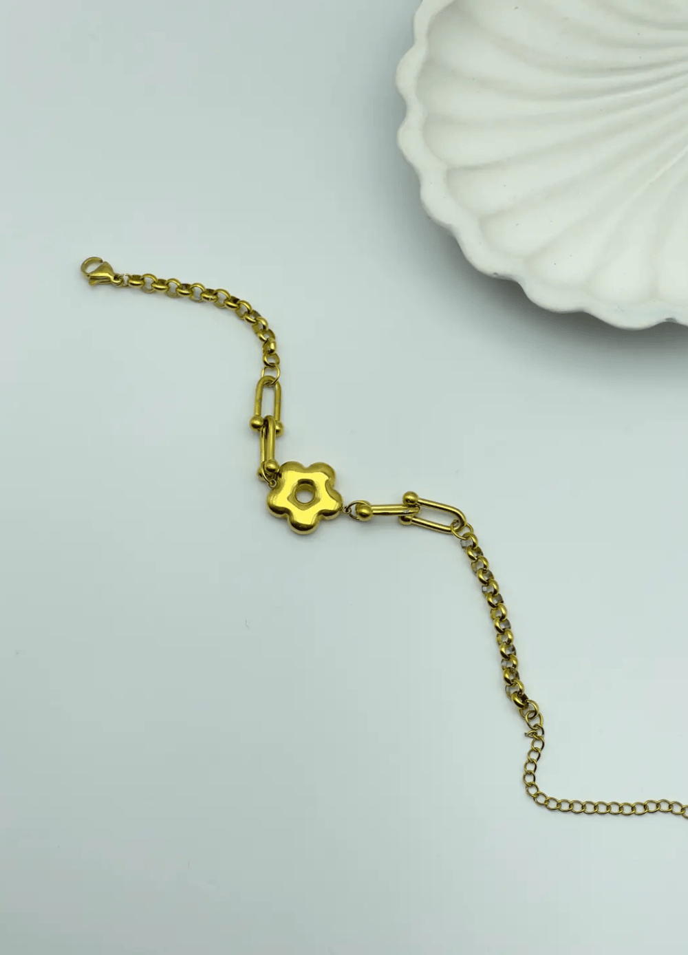 Çelik Gold Yonca Bileklik - 25-blk21
