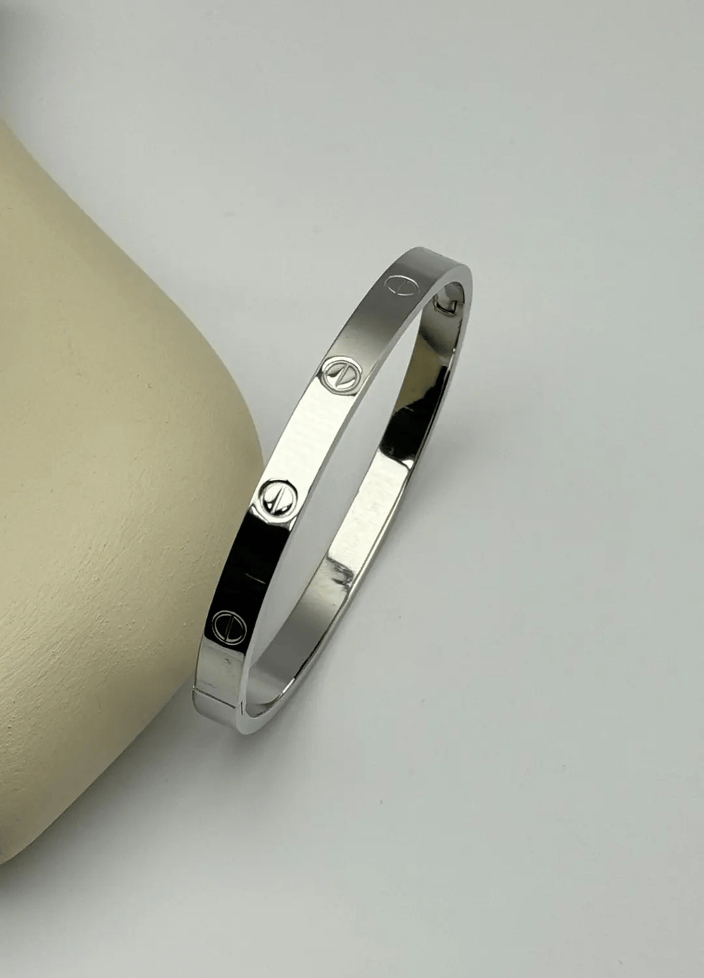 Çelik Silver 6mm Taşsız Kalın Kelepçe - 25-klp58