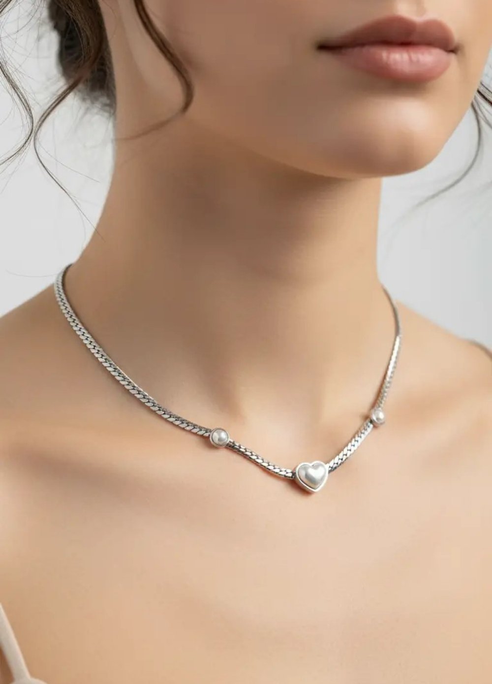 Çelik Silver Kalp Kolye - 25-clkk186