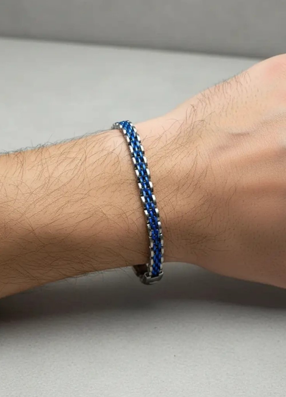 Çelik Silver Mavi Şeritli Erkek Rolex Bileklik - 26blke03