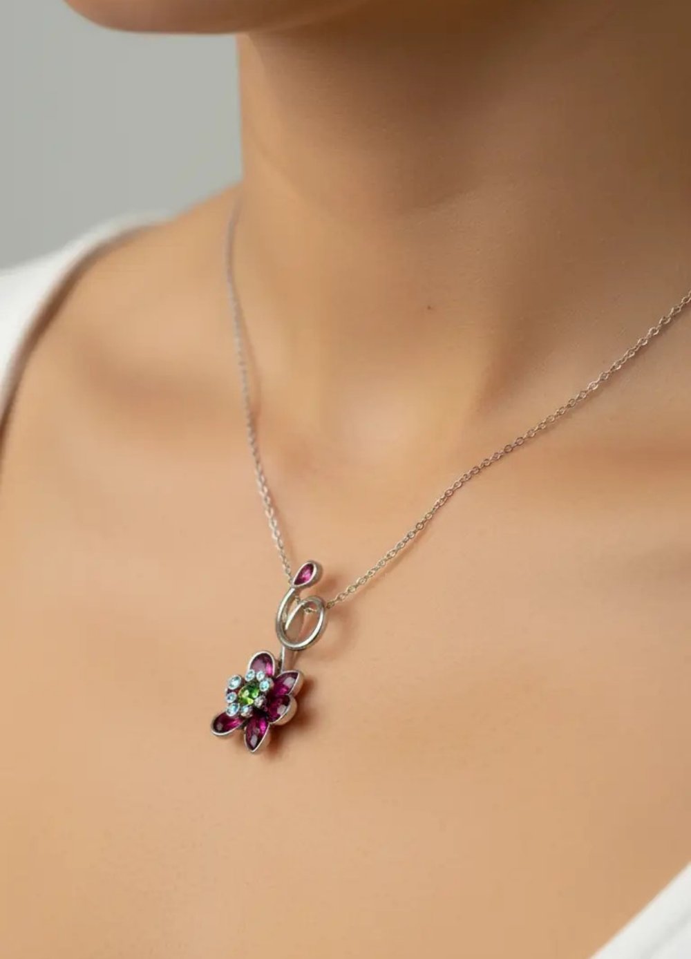 Çelik Silver Pembe Lydllia Kolye - 25-clkk254