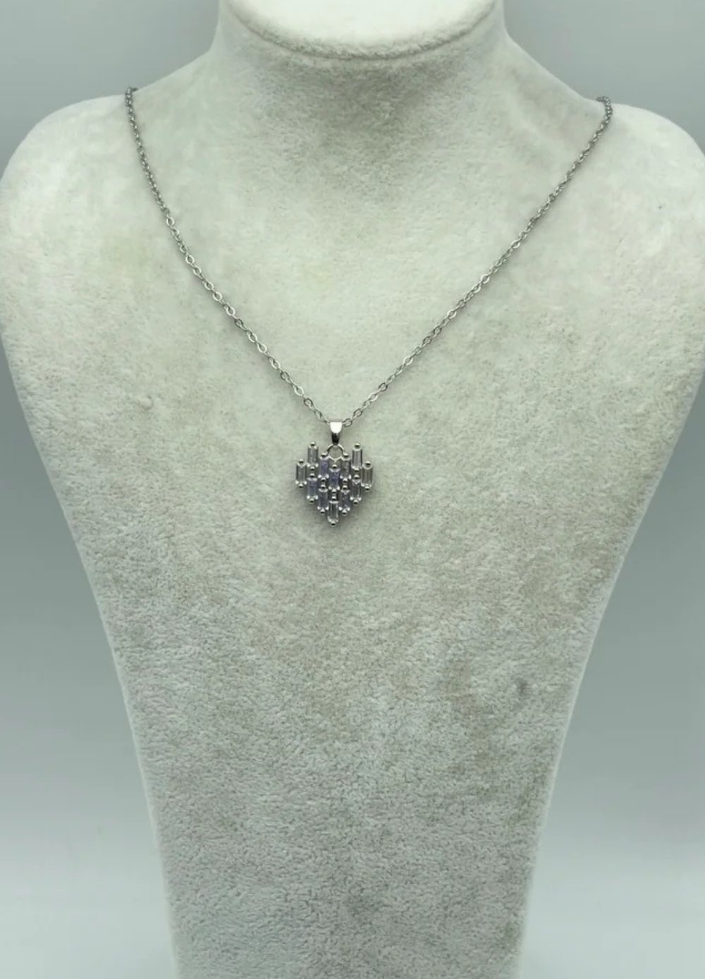 Çelik Silver Taşlı Kalp Kolye - 25-ctr205
