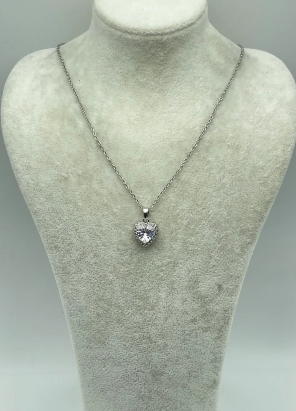 Çelik Silver Taşlı Kalp Kolye - 25-ctr265