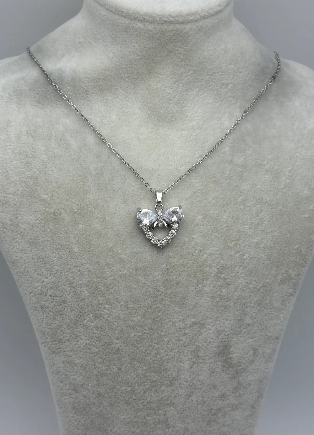 Çelik Silver Taşlı Kalp Kolye - 25-ctr406
