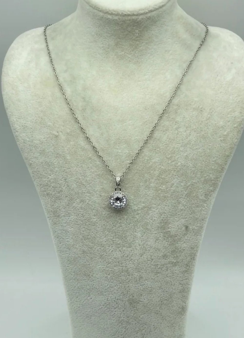 Çelik Silver Tek Taş Kolye - 25-ctr193