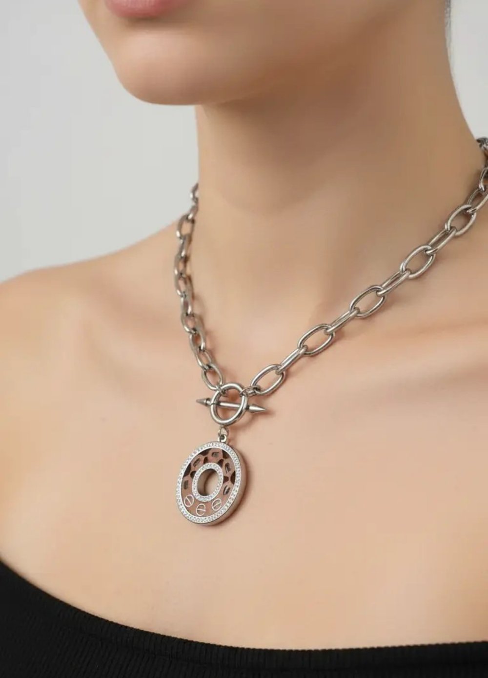 Çelik Silver Zincir Kolye - 25-clkk229