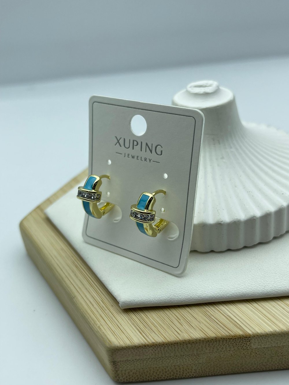 mavi renk halka xuping taşlı  gold küpe 26xpkp229