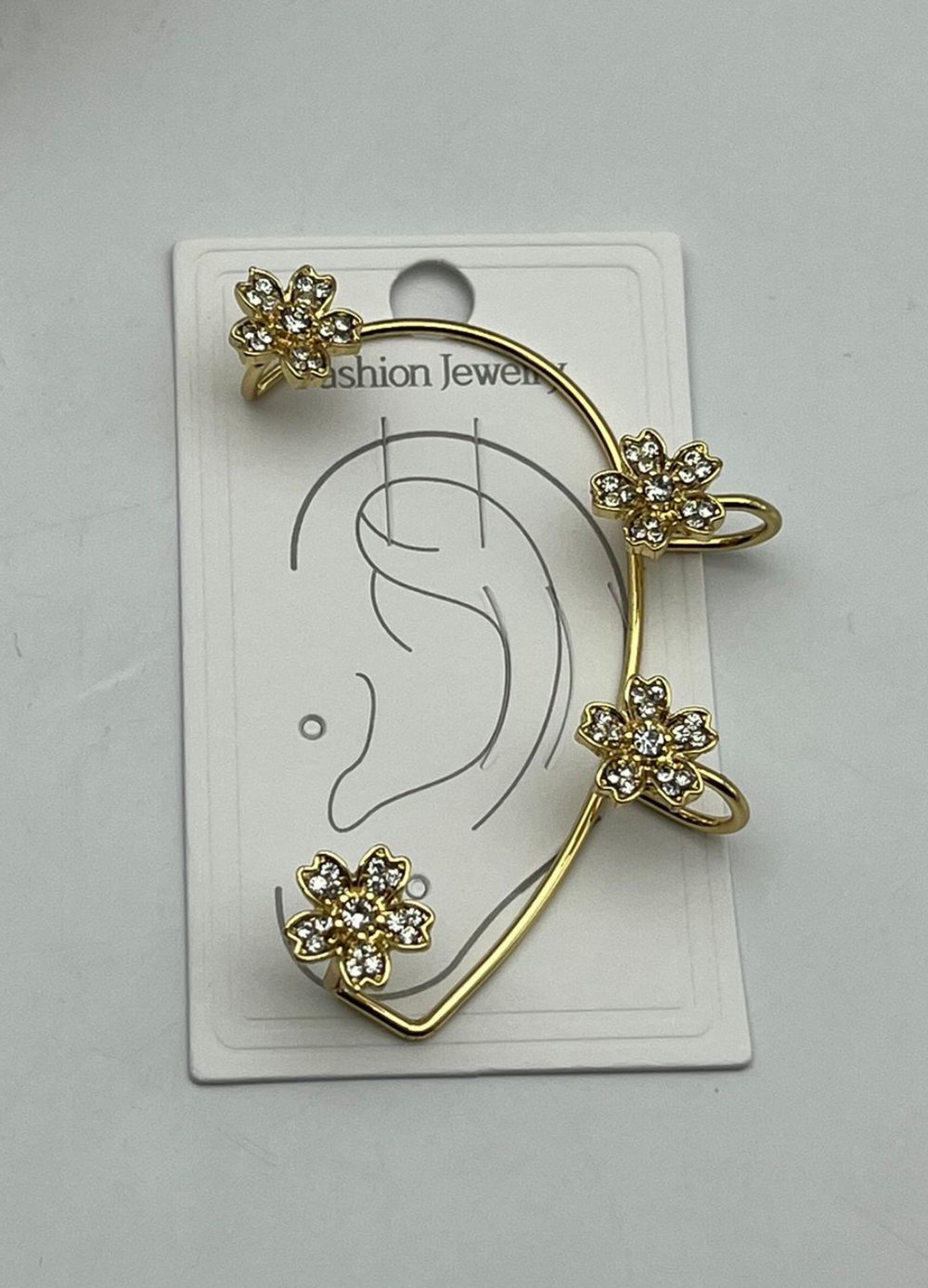 Vip Gold Taşlı Çiçek Earcuff Küpe - 26ear21
