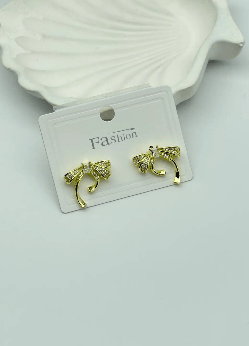 Vip Gold Taşlı Fiyonk Küpe - 25-vip94