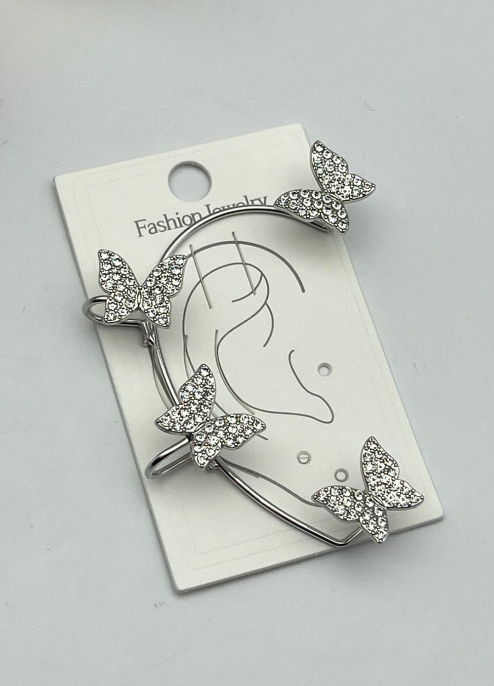 Vip Silver Taşlı Kelebek Earcuff Küpe - 26ear20