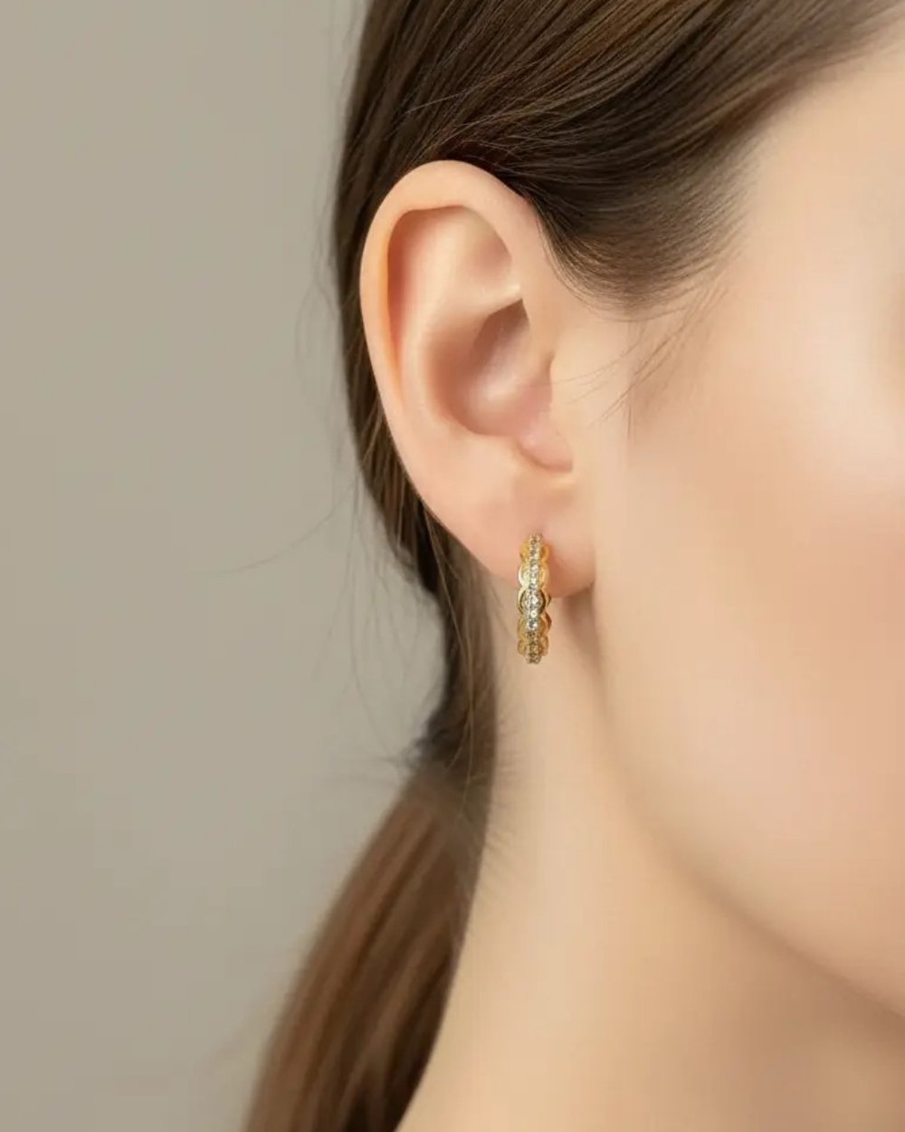 Xuping Gold Taşlı Mini Halka Küpe - 25-xpkp165