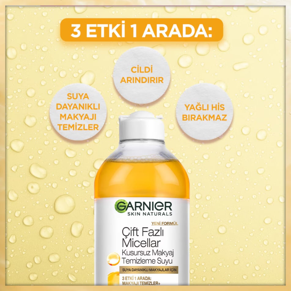 Garnier Çift Fazlı Micellar Kusursuz Makyaj Temizleme Suyu 400 ml