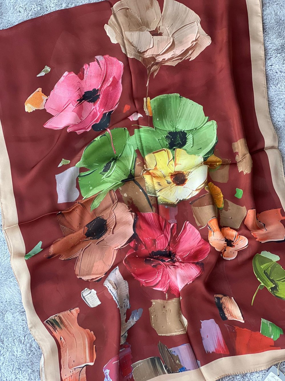 Lilium Collection Hint İpeği Şal - Bordo