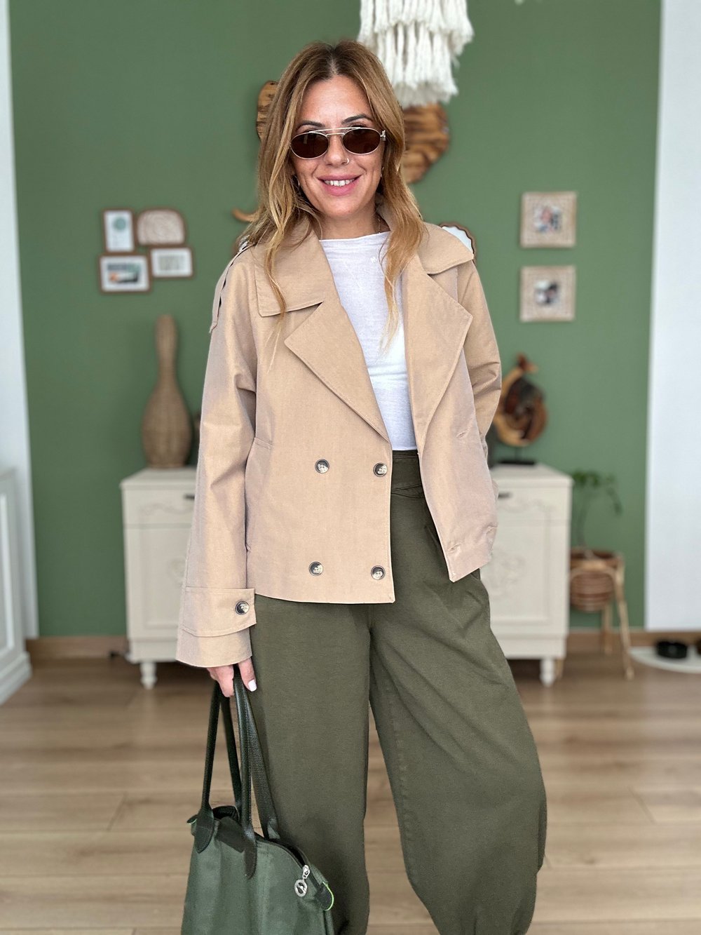 Bej Kısa Trençkot