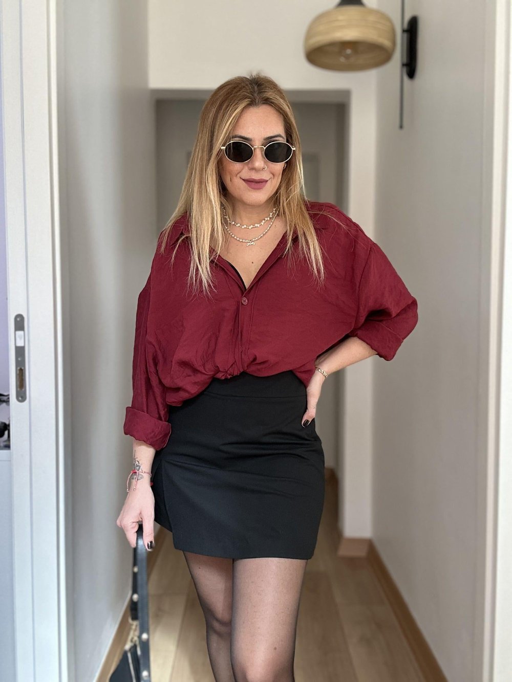 Bordo Oversize Gömlek Standart