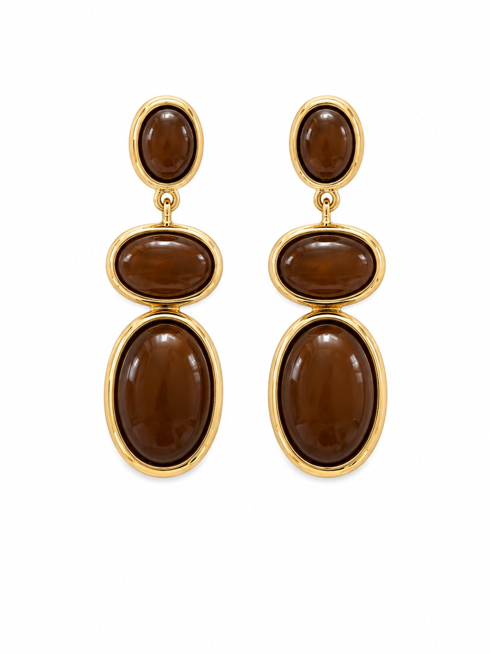 Kahve Sallantılı Oval Küpe