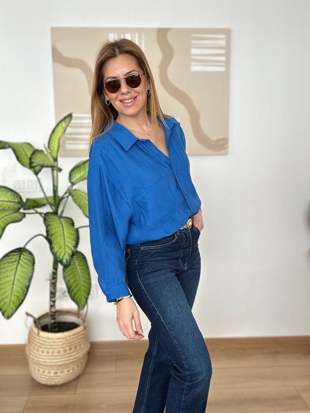 Saks Mavi Oversize Gömlek