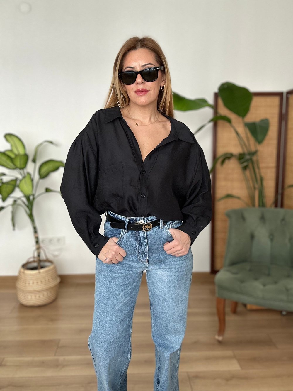 Siyah Oversize Gömlek